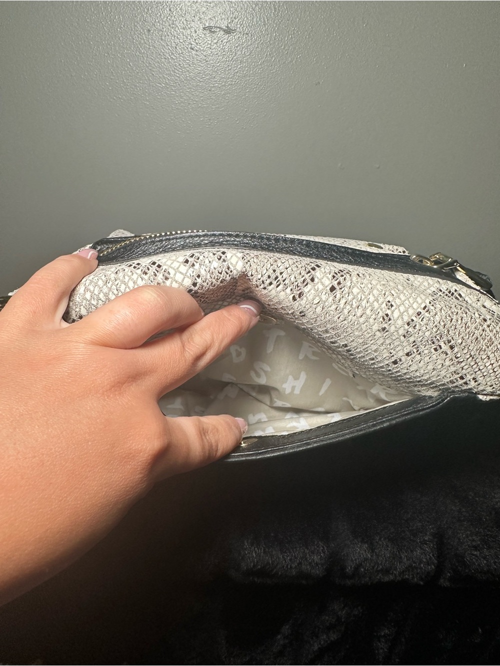 Aimee Kestenberg Snakeskin Print Crossbody Bag with Black Trim - Picture 4 of 7